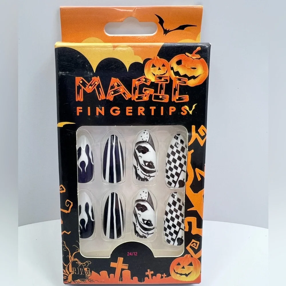 $4 🌸 Magic Fingertips ~ Black & White Stripes Faces Checker Flames Stripes ~ NEW